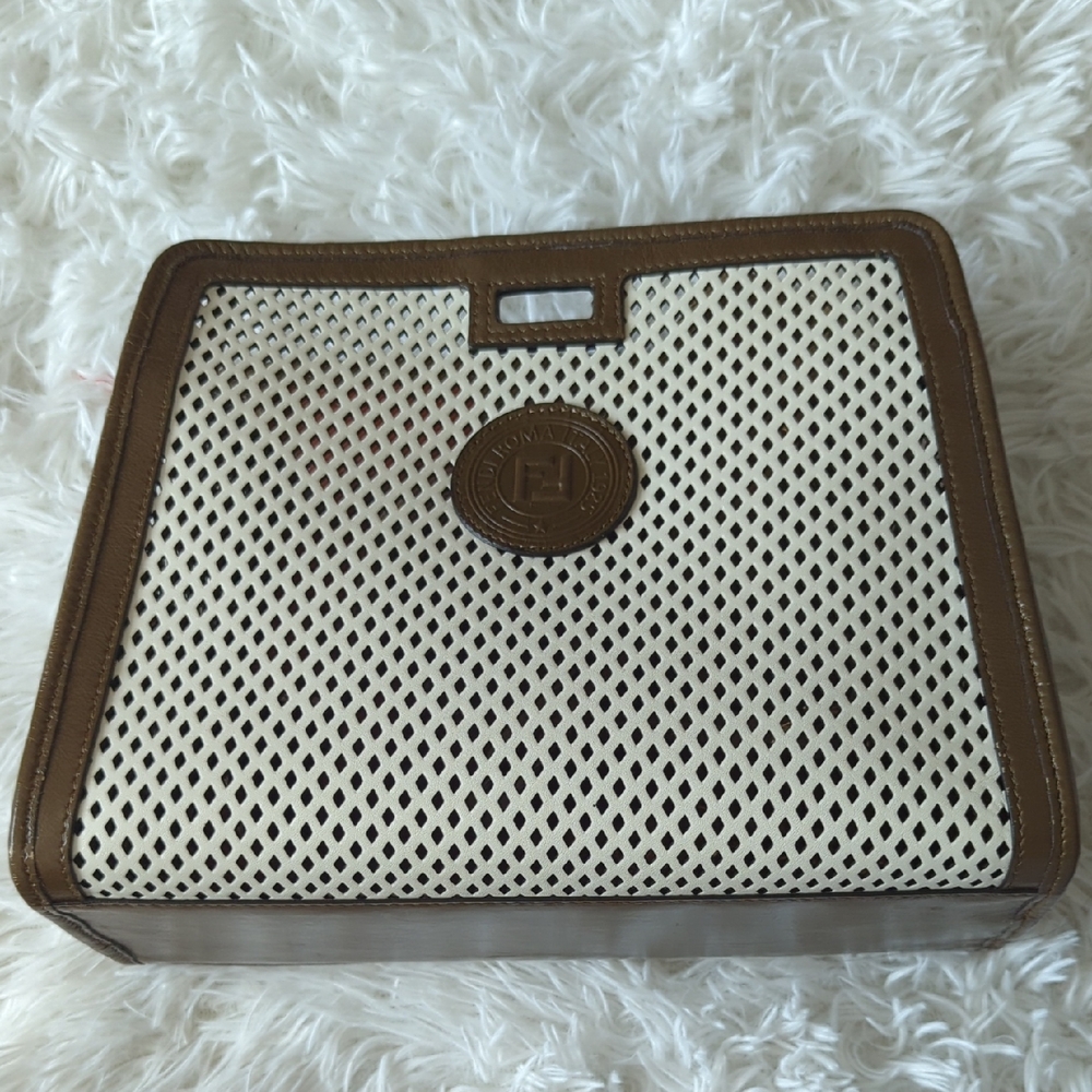 Fendi Brown and Cream Crossbody Bag